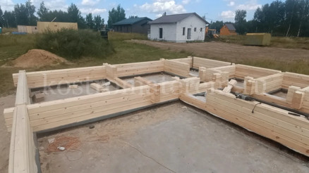 Строительство дома из бруса с углами в п.Обухово